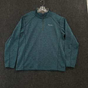 Eddie Bauer Pullover Men's XL Teal Quarter 1/4 Zip Fleece Sweater